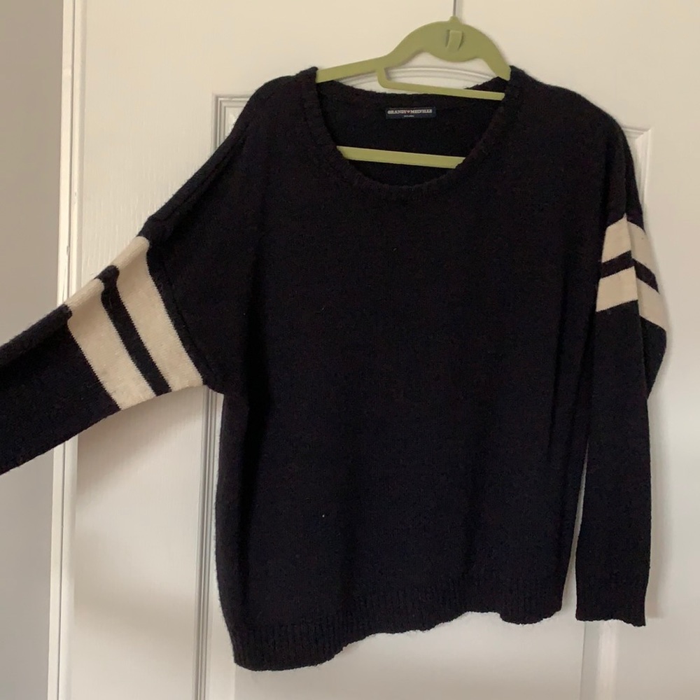 Brandy Melville dark navy sweater with cream stripes
